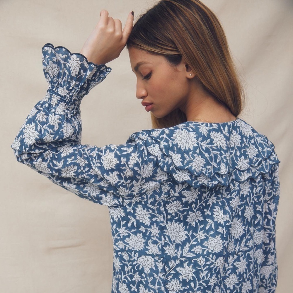 New! Ophelia & Indigo Navy Floral Tilly Maxi Dress Xs Nwt! — image 6 of 8
